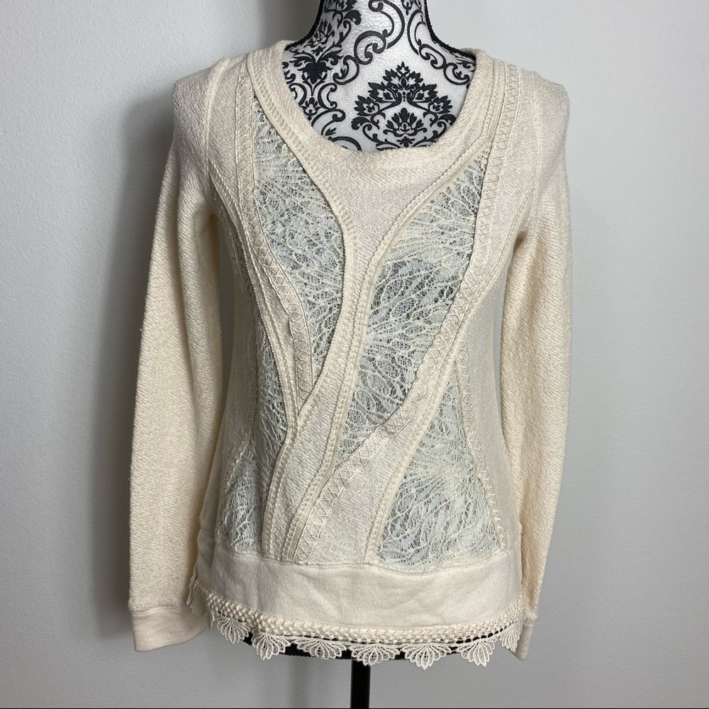 Angel of the North Lace Detail Cream Sweater XS